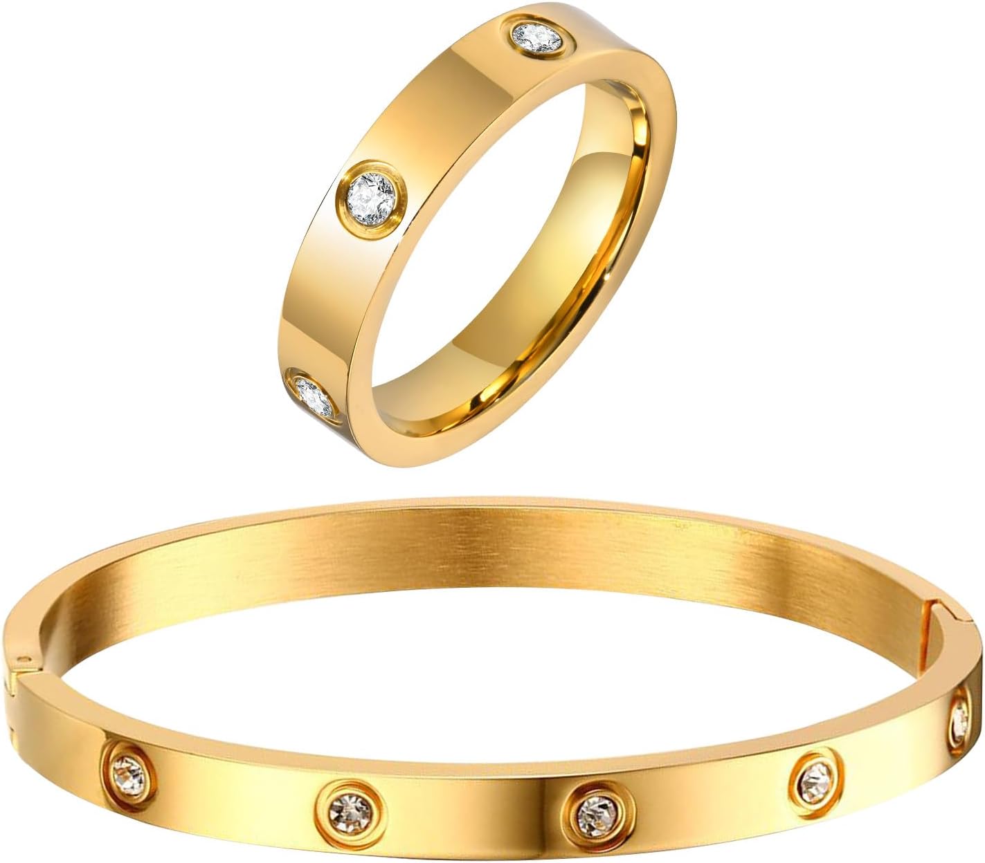 18K Gold Plated Love Friendship Bracelet + Ring