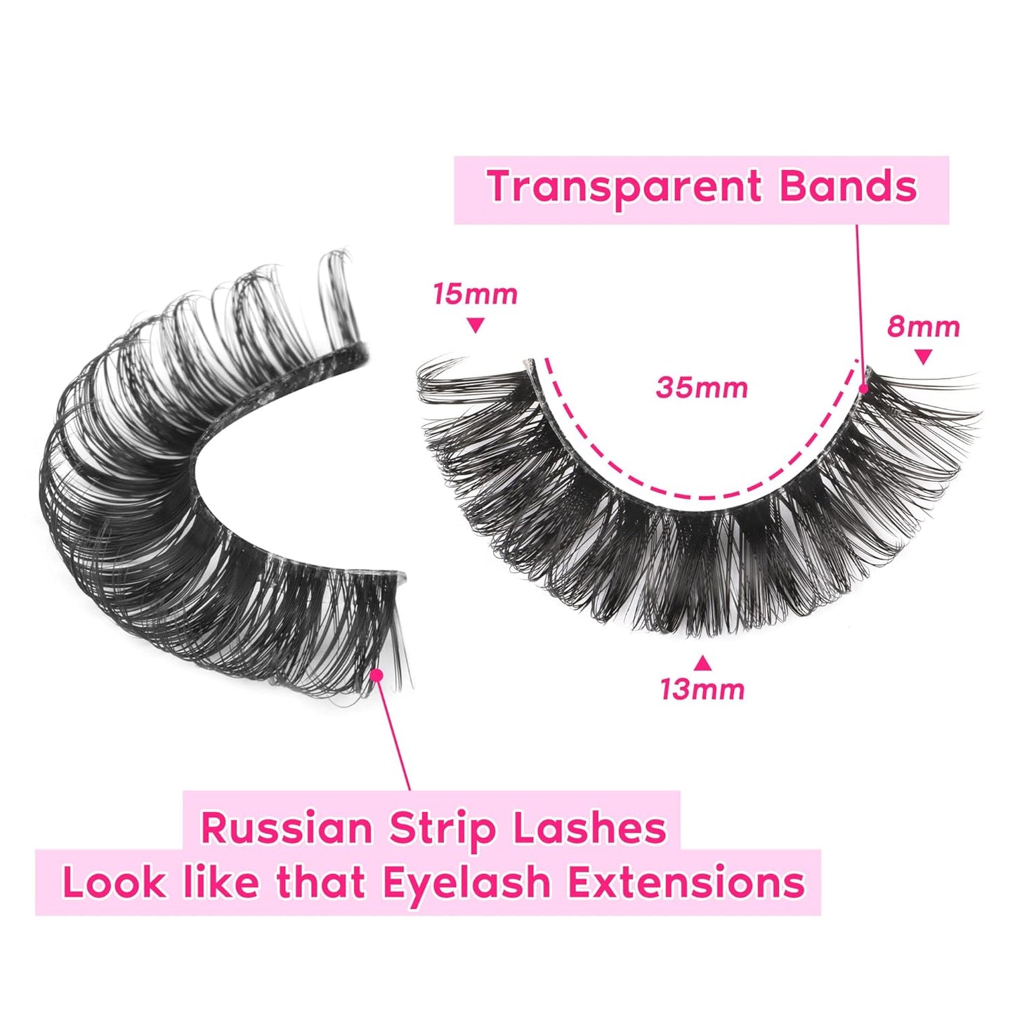 Russian Volume Strip False Lashes - 10 Pairs