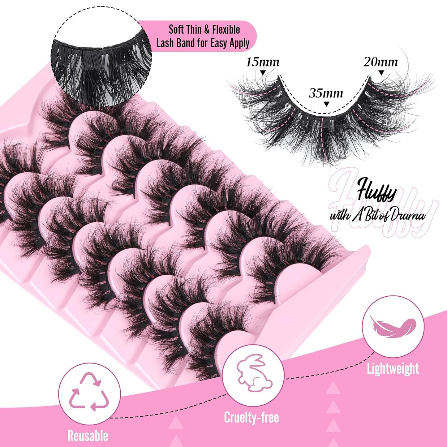 Russian Volume Strip False Lashes - 10 Pairs