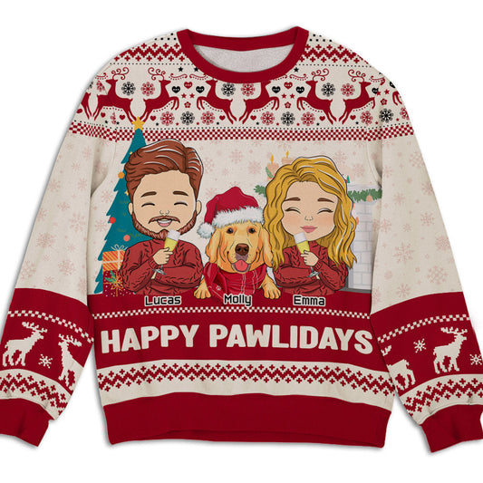 Pawlidays With Pets Couple - Personalized Custom All-Over-Print Sweatshirt