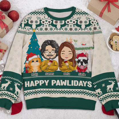 Pawlidays With Pets Couple - Personalized Custom All-Over-Print Sweatshirt