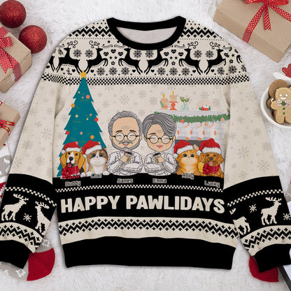 Pawlidays With Pets Couple - Personalized Custom All-Over-Print Sweatshirt