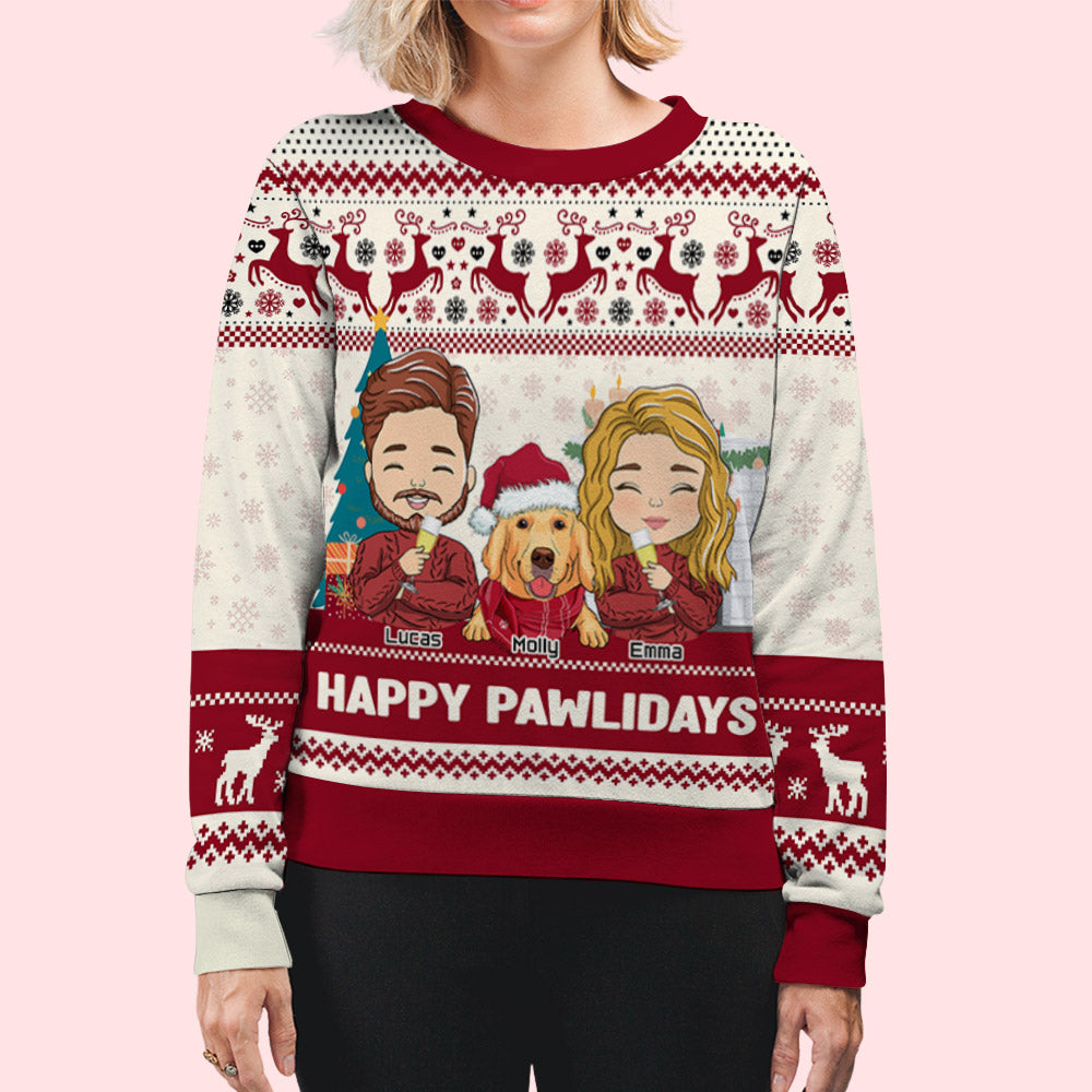 Pawlidays With Pets Couple - Personalized Custom All-Over-Print Sweatshirt