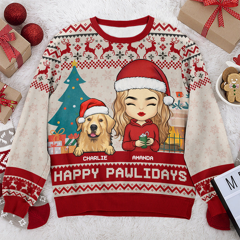 Happy Great Pawlidays - Dog & Cat Personalized Custom Ugly Sweatshirt - Unisex Wool Jumper - Christmas Gift For Pet Owners, Pet Lovers